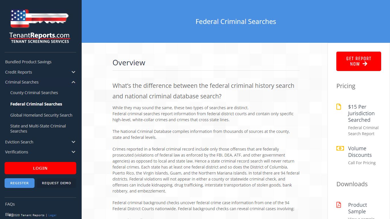 Federal Criminal Searches | TenantReports.com